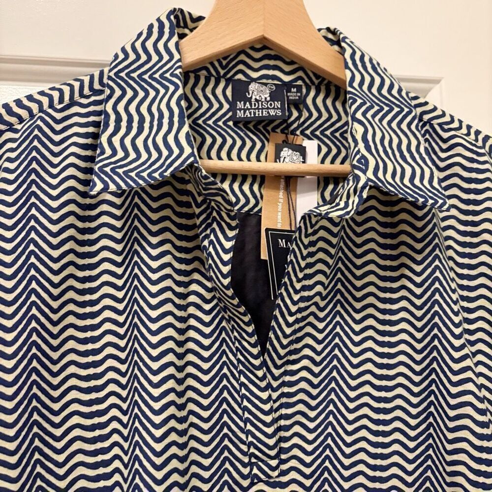 NWT Madison Mathews Popover Dress 100% Cotton Size M - Picture 4 of 7